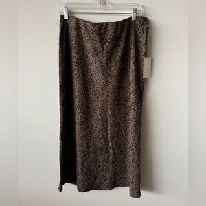 A New Day Leopard Print Midi Slip Skirt